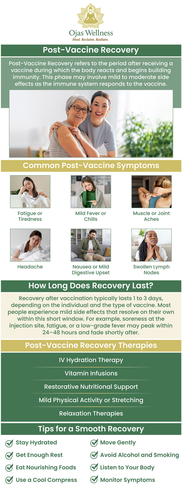 Dr. Atousa Mahdavi at Ojas Wellness specializes in post-vaccine recovery in Glendale, CA. Our clinic provides personalized care to support your recovery after vaccination, focusing on holistic treatments that help restore balance and optimize your immune system. We are committed to helping you recover fully with a customized treatment plan that integrates both functional medicine and Ayurvedic approaches to promote long-term health and vitality. For more information, contact us today or book an appointment online. Conveniently located at 411 N Central Ave #110, Glendale, CA 91203. Dr. Atousa Mahdavi at Ojas Wellness specializes in post-vaccine recovery in Glendale, CA. Our clinic provides personalized care to support your recovery after vaccination, focusing on holistic treatments that help restore balance and optimize your immune system. We are committed to helping you recover fully with a customized treatment plan that integrates both functional medicine and Ayurvedic approaches to promote long-term health and vitality. For more information, contact us today or book an appointment online. Conveniently located at 411 N Central Ave #110, Glendale, CA 91203.