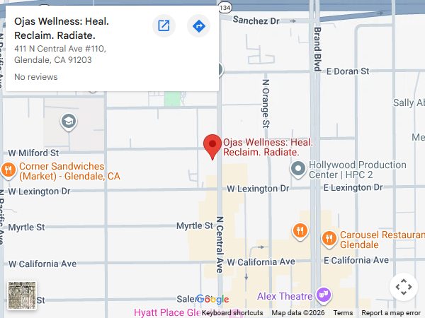 Get Directions from your location to Ojas Wellness, Located in Glendale, CA